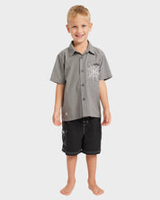 BILLABONG BOYS WEB MOGUL SHIRT BUTTON DOWN SHORT SLEEVE CASUAL SHIRT RAVEN