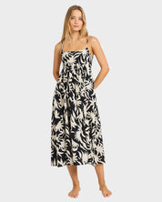 BILLABONG BY MY SIDE ISLAND HEAT WOMENS MIDI DRESS SUMMER RESORT BLACK WHITE