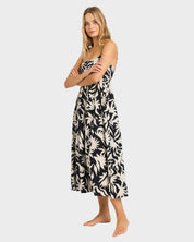 BILLABONG BY MY SIDE ISLAND HEAT WOMENS MIDI DRESS SUMMER RESORT BLACK WHITE