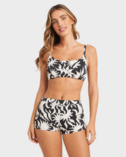 BILLABONG BY MY SIDE PALMA WOMENS SHORT BIKINI BOTTOM SURF SWIM BLACK WHITE