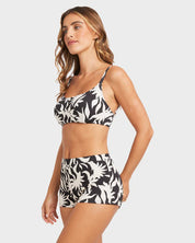 BILLABONG BY MY SIDE PALMA WOMENS SHORT BIKINI BOTTOM SURF SWIM BLACK WHITE