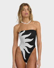 BILLABONG BY MY SIDE TULLY HIGH WOMENS ONE PIECE SWIMSUIT SURF SWIM BLACK WHITE