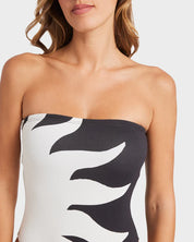 BILLABONG BY MY SIDE TULLY HIGH WOMENS ONE PIECE SWIMSUIT SURF SWIM BLACK WHITE