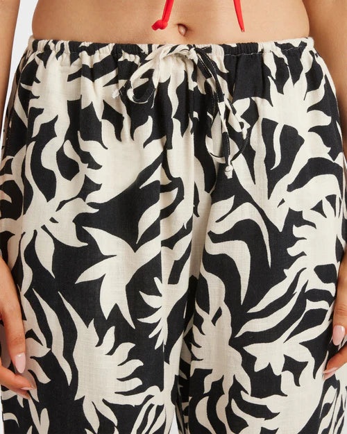 BILLABONG BY MY SIDE WOMENS PANTS CASUAL RELAXED SUMMER BEACH BLACK WHITE