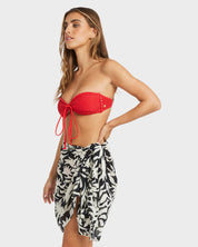 BILLABONG BY MY SIDE WOMENS SARONG BEACH SWIM COVER UP RESORT WRAP BLACK WHITE