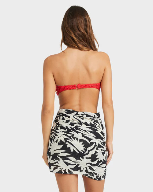 BILLABONG BY MY SIDE WOMENS SARONG BEACH SWIM COVER UP RESORT WRAP BLACK WHITE