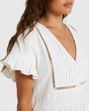 BILLABONG CAMDEN WOMENS MINI DRESS SUMMER CASUAL EVERYDAY DRESS SALT CRYSTAL