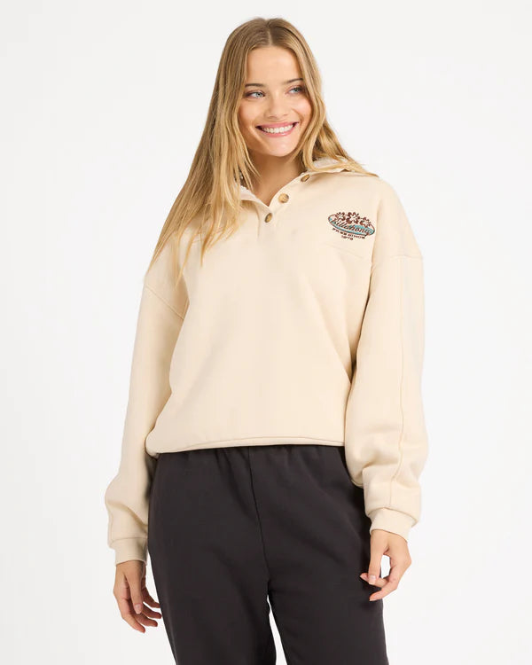 BILLABONG CLASSIC VIBES BUTTON DOWN FLEECE PULLOVER DOVE