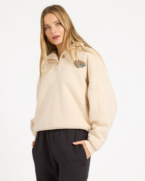 BILLABONG CLASSIC VIBES BUTTON DOWN FLEECE PULLOVER DOVE
