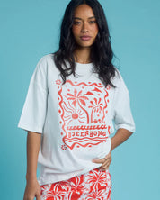 BILLABONG COCO PALM WOMENS T-SHIRT SALT CRYSTAL RELAXED SUMMER SURF GRAPHIC TEE