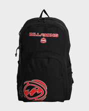 BILLABONG COMMAND MENS BACKPACK BLACK RED DURABLE SURF SCHOOL TRAVEL BAG