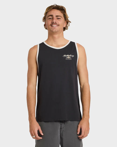 BILLABONG CROSSBOARDS TIPPER TANK TOP – MENS SURF SINGLET WASHED BLACK