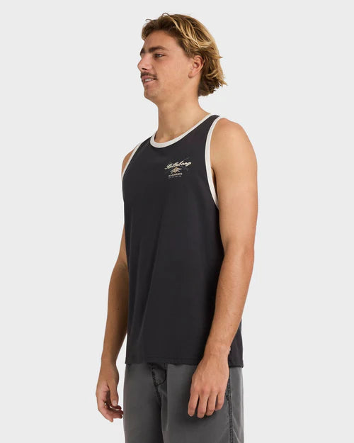 BILLABONG CROSSBOARDS TIPPER TANK TOP – MENS SURF SINGLET WASHED BLACK