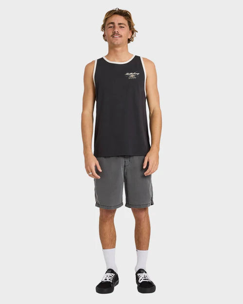 BILLABONG CROSSBOARDS TIPPER TANK TOP – MENS SURF SINGLET WASHED BLACK