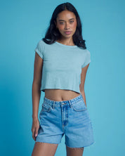 BILLABONG DAILY WOMENS T-SHIRT MINERAL BLUE EVERYDAY BASIC COTTON SURF TEE