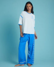 BILLABONG FIND ME HERE WOMENS ELASTIC WAIST PANTS RELAXED SUMMER BEACH TIDAL BLUE