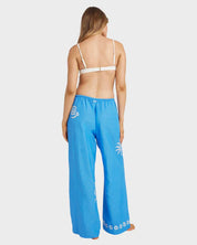 BILLABONG FIND ME HERE WOMENS ELASTIC WAIST PANTS RELAXED SUMMER BEACH TIDAL BLUE