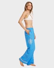 BILLABONG FIND ME HERE WOMENS ELASTIC WAIST PANTS RELAXED SUMMER BEACH TIDAL BLUE