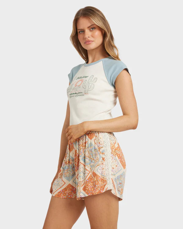 BILLABONG FOREVER FOLK WOMENS SHORTS CASUAL SUMMER EVERYDAY BEACH WHITECAP