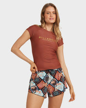 BILLABONG FOREVER FOLK WOMENS SWIM VOLLEY BOARDSHORTS SURF SHORTS BLACK PEBBLE