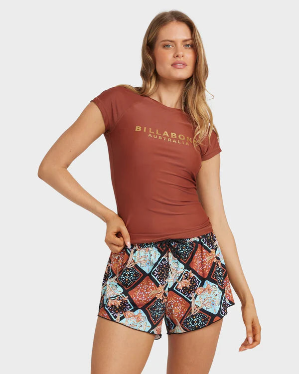 BILLABONG FOREVER FOLK WOMENS SWIM VOLLEY BOARDSHORTS SURF SHORTS BLACK PEBBLE