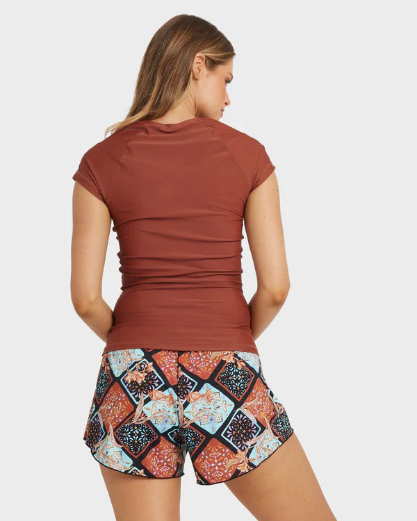 BILLABONG FOREVER FOLK WOMENS SWIM VOLLEY BOARDSHORTS SURF SHORTS BLACK PEBBLE