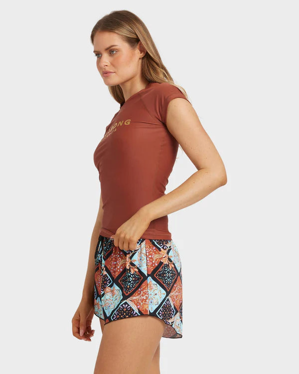 BILLABONG FOREVER FOLK WOMENS SWIM VOLLEY BOARDSHORTS SURF SHORTS BLACK PEBBLE