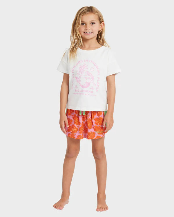 BILLABONG FRIENDS IN PLACES GIRLS T SHIRT TODDLER KIDS 0 5 SURF TEE SALT CRYSTAL