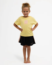 BILLABONG GIRLS 0-5 ALOHA CLUB OLLY ELASTIC WAIST SHORTS – BLACK PEBBLE