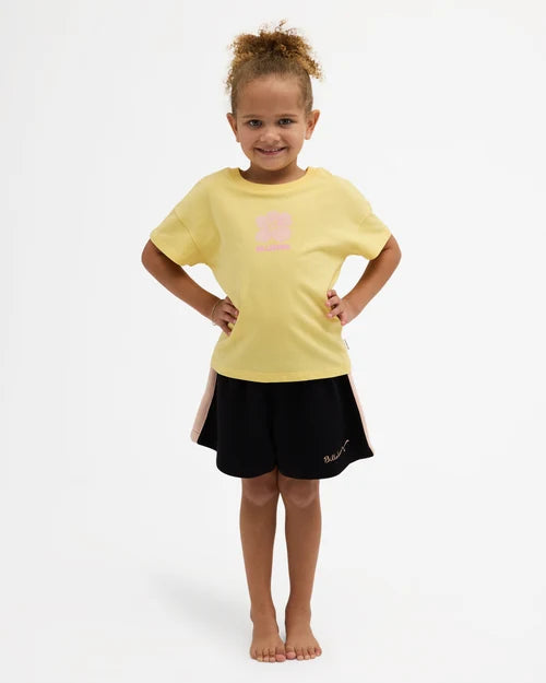 BILLABONG GIRLS 0-5 ALOHA CLUB OLLY ELASTIC WAIST SHORTS – BLACK PEBBLE