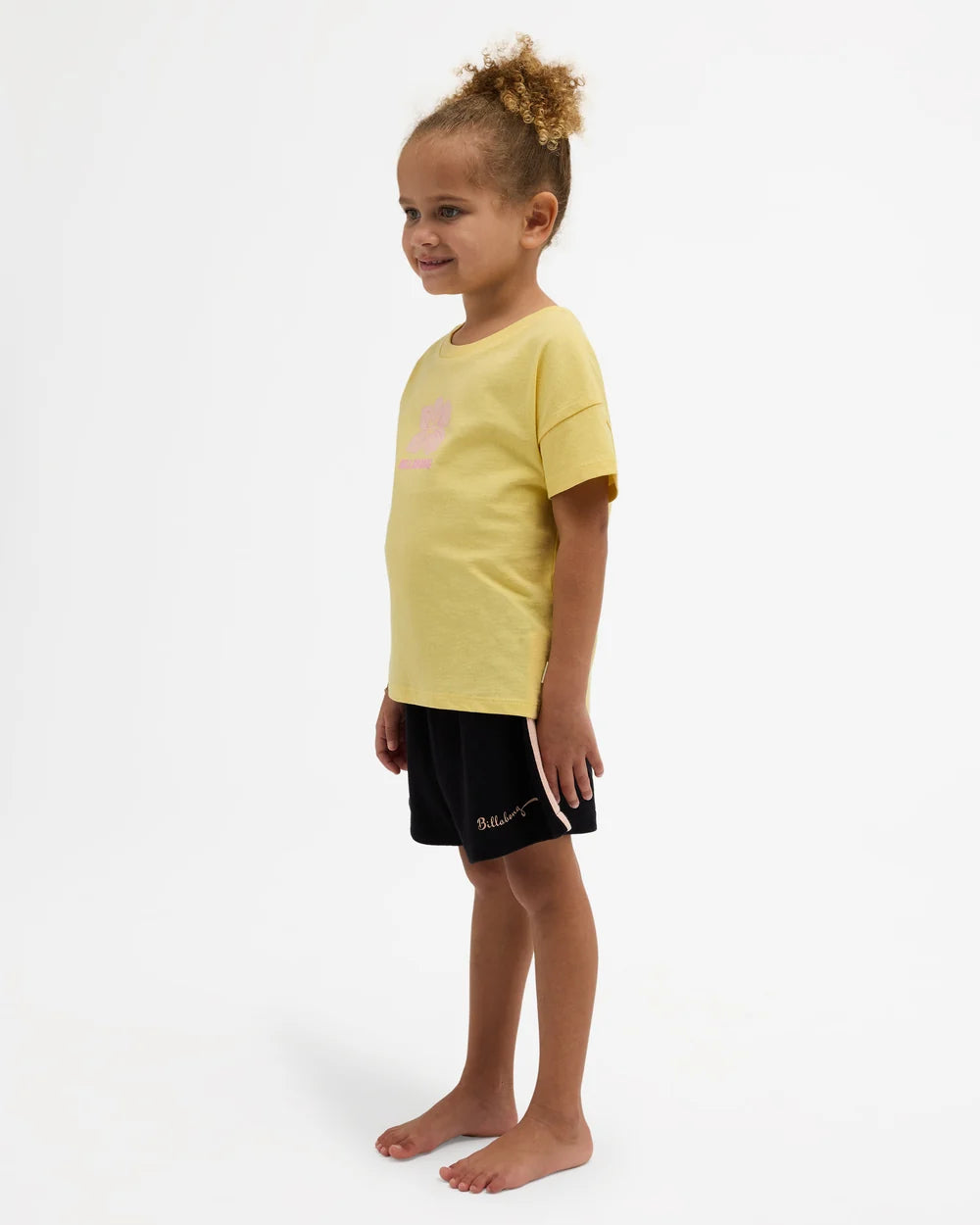 BILLABONG GIRLS 0-5 ALOHA CLUB OLLY ELASTIC WAIST SHORTS – BLACK PEBBLE