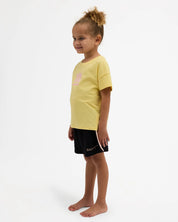 BILLABONG GIRLS 0-5 ALOHA CLUB OLLY ELASTIC WAIST SHORTS – BLACK PEBBLE