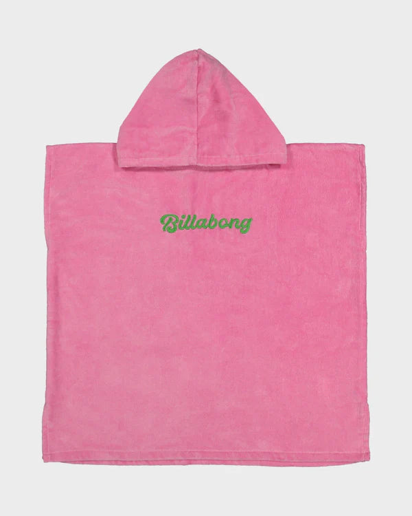 BILLABONG GIRLS 0-5 HOODED TOWEL PARTY PINK KIDS BEACH SWIM COTTON PONCHO