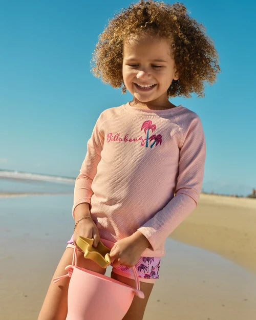 BILLABONG GIRLS 0-5 HULA HAZE LONG SLEEVE RASH VEST SET – MAGNOLIA