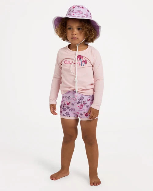 BILLABONG GIRLS 0-5 HULA HAZE LONG SLEEVE RASH VEST SET – MAGNOLIA
