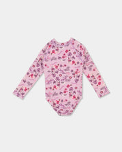 BILLABONG GIRLS 0-5 HULA HAZE ONE PIECE SHORTIE LONG SLEEVE RASH VEST – ORCHID