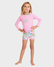 BILLABONG GIRLS 0-5 SUN SHIFT RASH VEST SET MULTI KIDS UV SWIM SURF OUTFIT