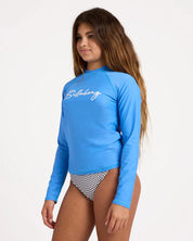 BILLABONG GIRLS 6-16 BREAKER SQUAD LONG SLEEVE RASH VEST – TIDAL BLUE