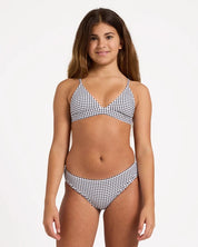 BILLABONG GIRLS 6-16 GINGHAM CRUSH TRIANGLE BIKINI SET – BLACK WHITE