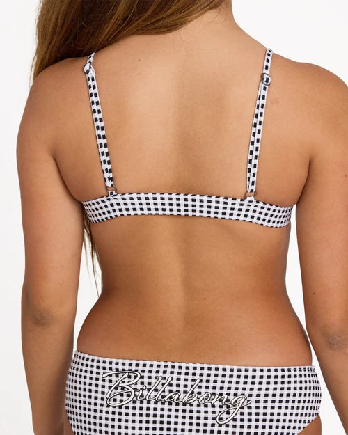 BILLABONG GIRLS 6-16 GINGHAM CRUSH TRIANGLE BIKINI SET – BLACK WHITE
