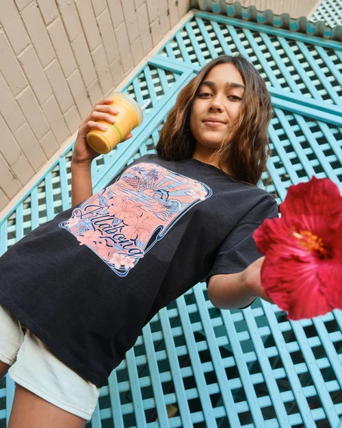 BILLABONG GIRLS 6-16 HAZY DAYZ T-SHIRT – OFF BLACK