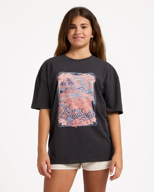 BILLABONG GIRLS 6-16 HAZY DAYZ T-SHIRT – OFF BLACK