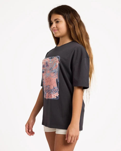 BILLABONG GIRLS 6-16 HAZY DAYZ T-SHIRT – OFF BLACK