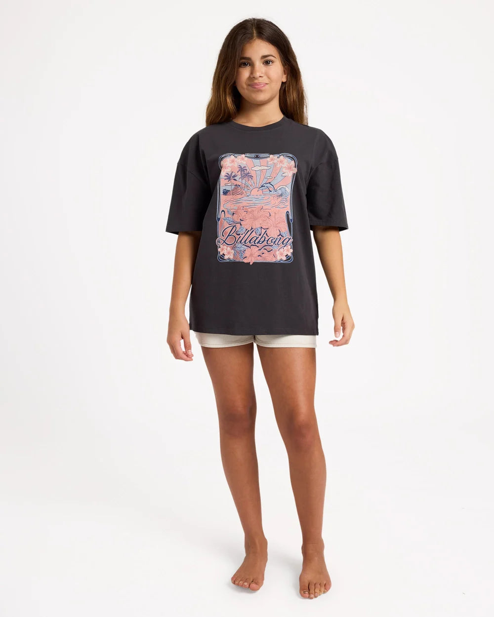 BILLABONG GIRLS 6-16 HAZY DAYZ T-SHIRT – OFF BLACK