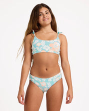 BILLABONG GIRLS 6-16 HIBISCUS HAZE TRILET BIKINI SET – AQUA HAZE
