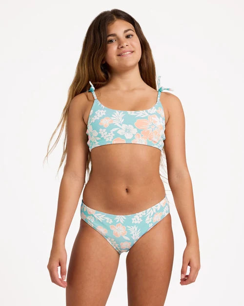 BILLABONG GIRLS 6-16 HIBISCUS HAZE TRILET BIKINI SET – AQUA HAZE