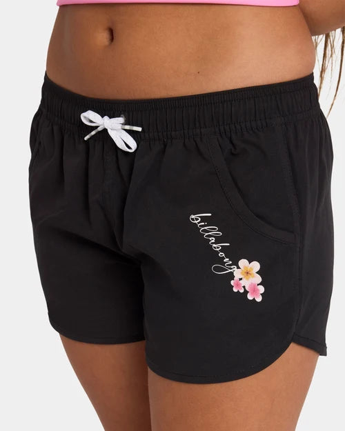 BILLABONG GIRLS 8-16 BLOOM CRUSH BOARDSHORTS – BLACK