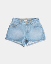 BILLABONG GIRLS 8-16 SALTY CLUB 5 POCKET DENIM SHORTS – WATERDROP BLUE