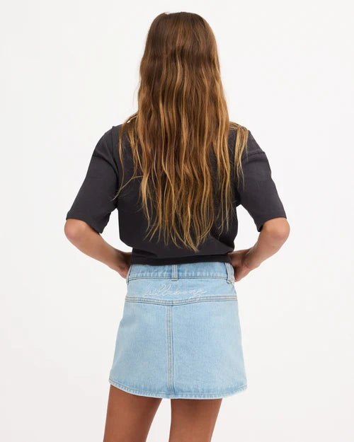 BILLABONG GIRLS 8-16 SUNSET DRIFT DENIM MINI SKIRT – WATERDROP BLUE