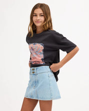 BILLABONG GIRLS 8-16 SUNSET DRIFT DENIM MINI SKIRT – WATERDROP BLUE